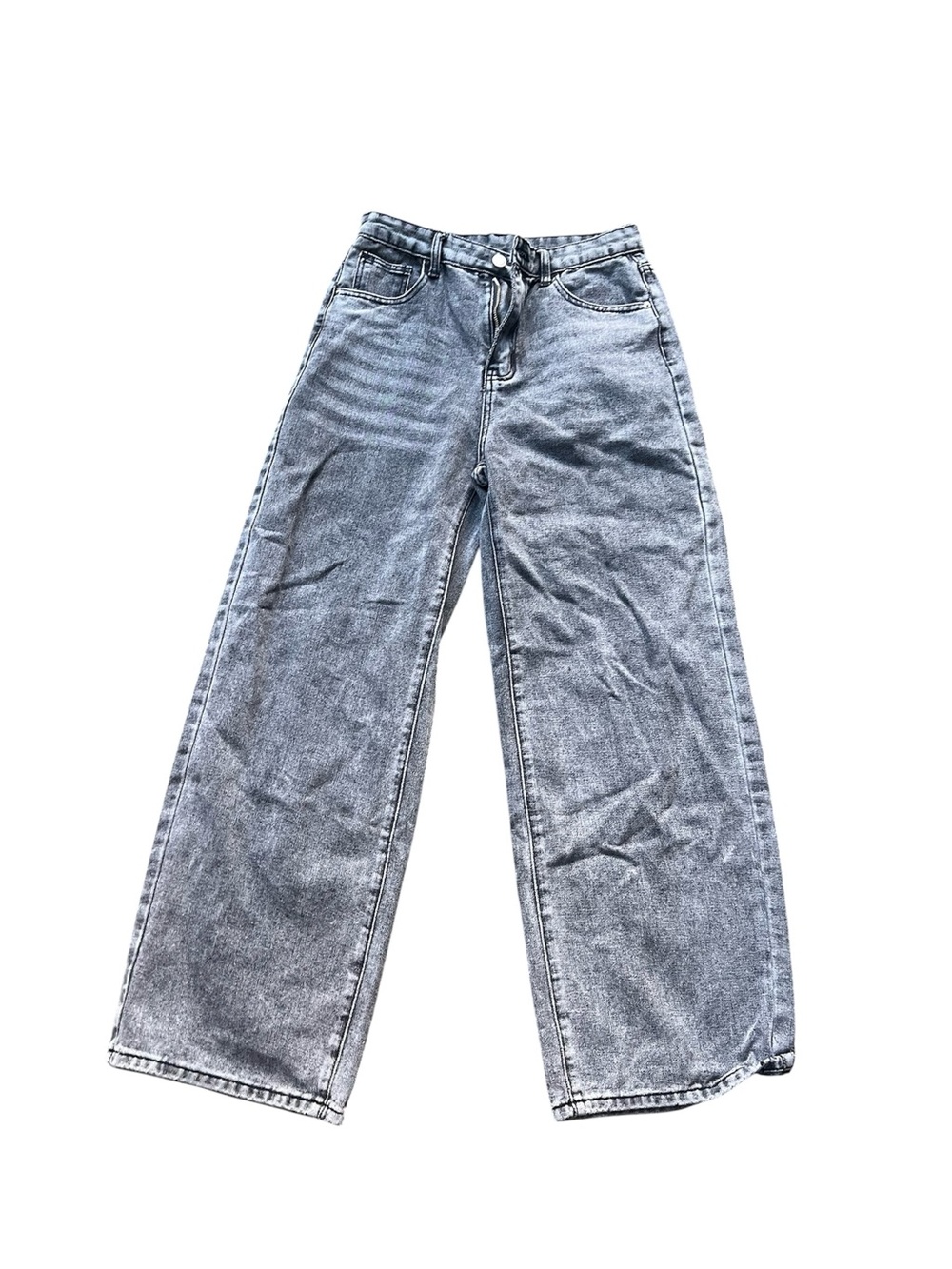 SHEIN Women's Relaxed Wide-Leg Acid Wash Jeans